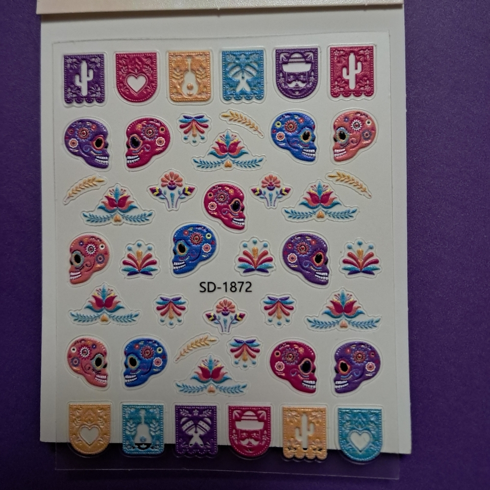 Colorful Skull Nail Stickers